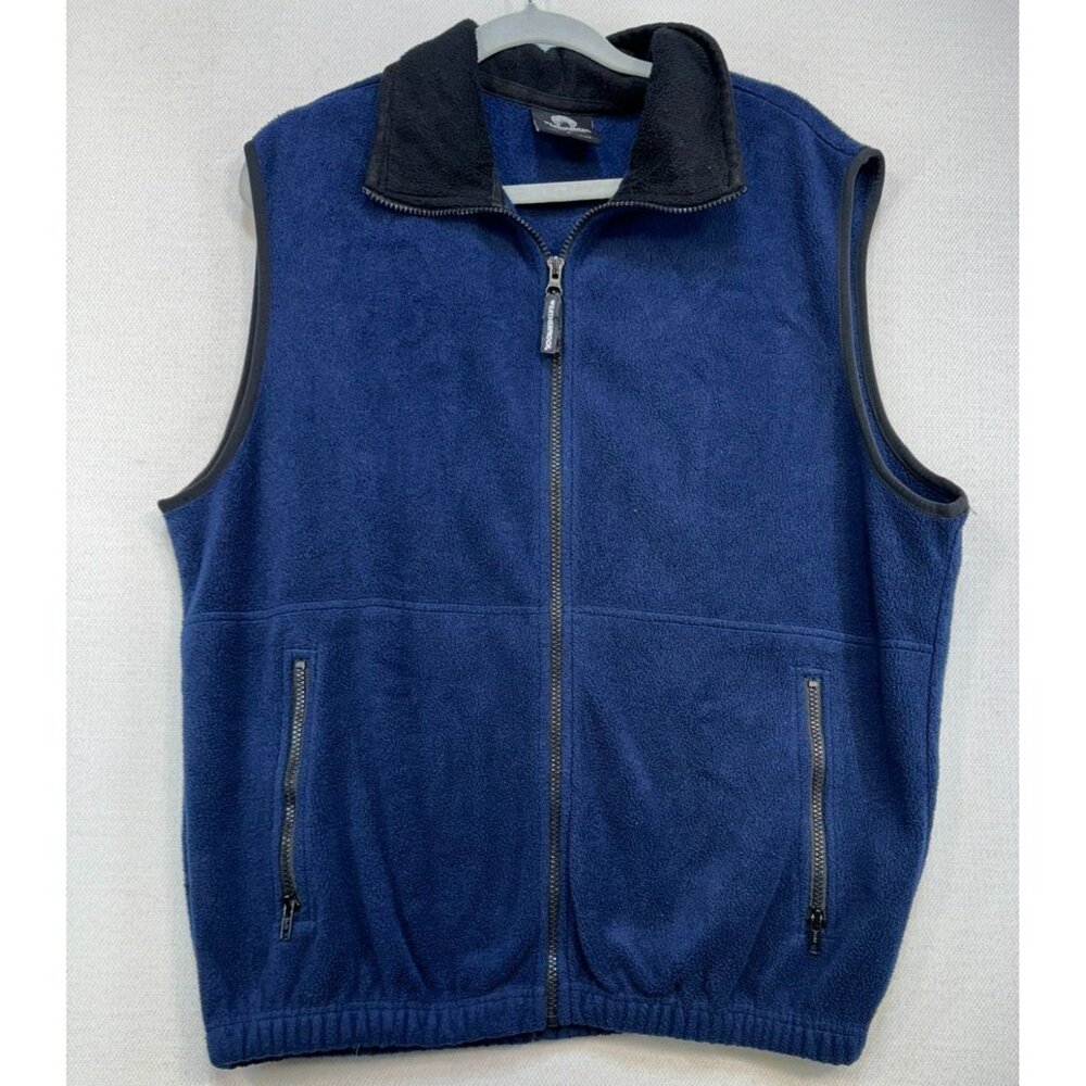 Weatherproof Garment Company Mens Fleece Vest Large Blue Full Zip & Pockets Outd